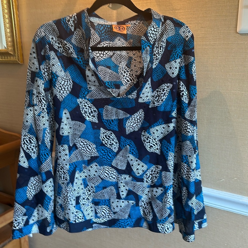 Tory Burch Sea Shells with Sparkling Blue Sequins.